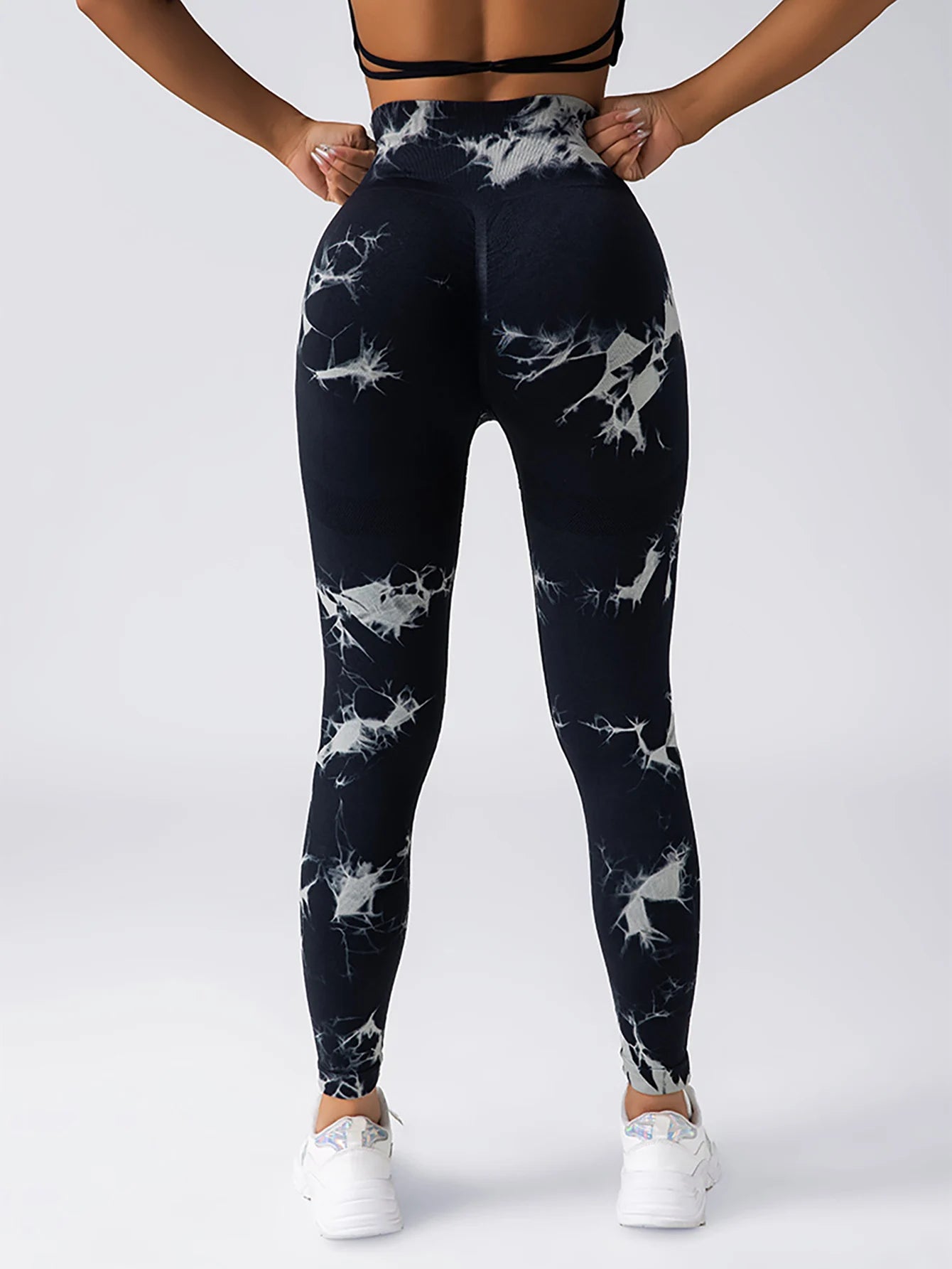 Leggings sin costuras Tie Dye para mujer, pantalones de Yoga de cintura alta, mallas elásticas de levantamiento de glúteos, mallas deportivas de cintura ancha