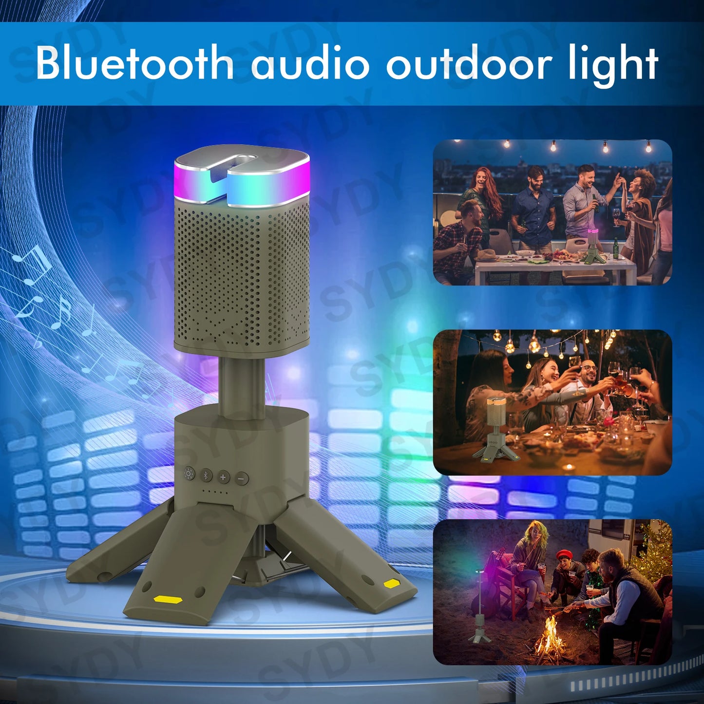 Linterna de Camping de 14000mAh, iluminación telescópica recargable, soporte magnético con altavoz, linterna LED portátil impermeable para exteriores