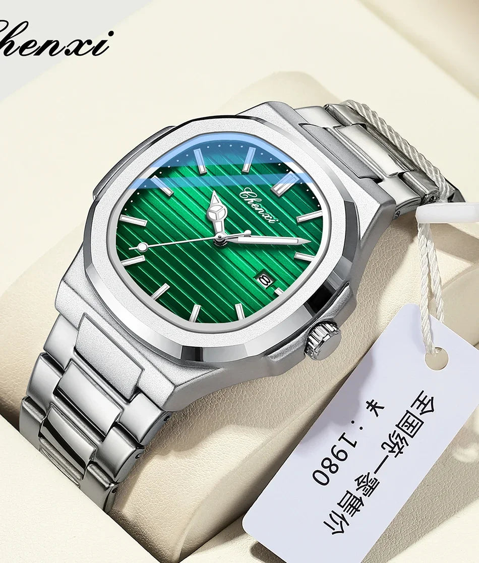 CHENXI 8222 reloj de negocios informal luminoso de acero inoxidable dorado de lujo para hombres relojes de pulsera de cuarzo de moda resistente al agua