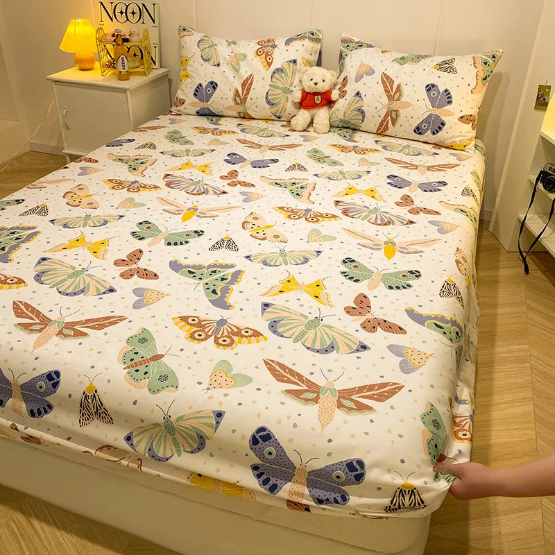 Bonenjoy-sábana bajera de algodón puro con estampado de dibujos animados de coche, funda de cama elástica, Sábana inferior individual, tamaño Queen, sin funda de almohada, 1 unidad