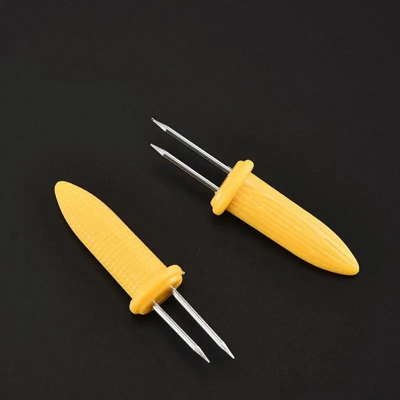 Tenedor de acero inoxidable para piezas, brochetas de maíz en la mazorca, tenedores de fruta para acampar al aire libre, herramientas de cocina para barbacoa, 10 unidades