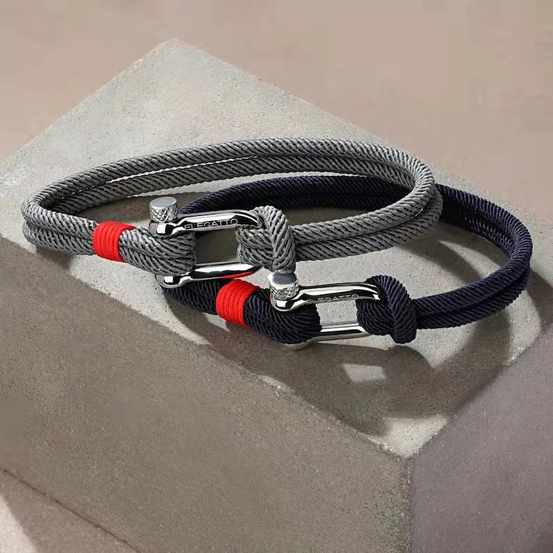 Pulsera de supervivencia en forma de U de acero y titanio negro para hombre, pulsera de cuerda con grillete de emergencia de rescate para acampar al aire libre, 21cm, 1 ud.