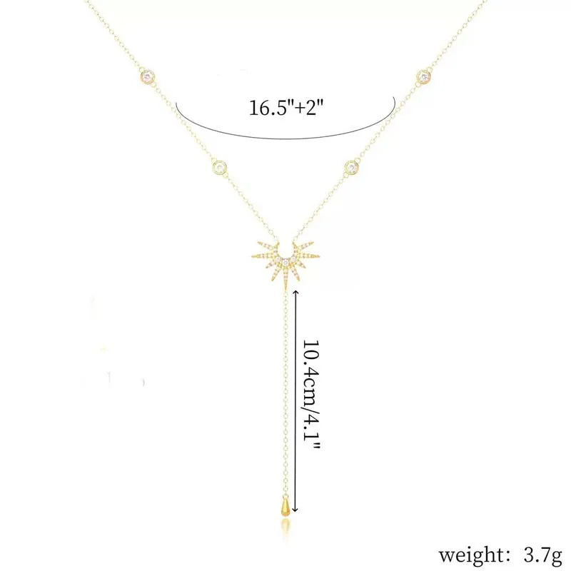 Collares con colgante en forma de Y de Color dorado a la moda para mujeres y niñas, Gargantilla larga con borla de circonia cúbica de lujo, regalo de joyerÃa