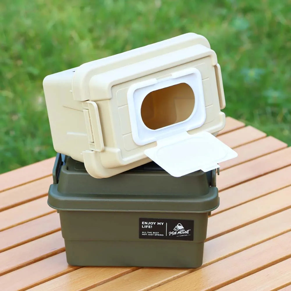 Estuche de pañuelos para acampar, caja de almacenamiento de papel para servilletas de escritorio, organizador portátil de botellas de condimentos para pícnic al aire libre