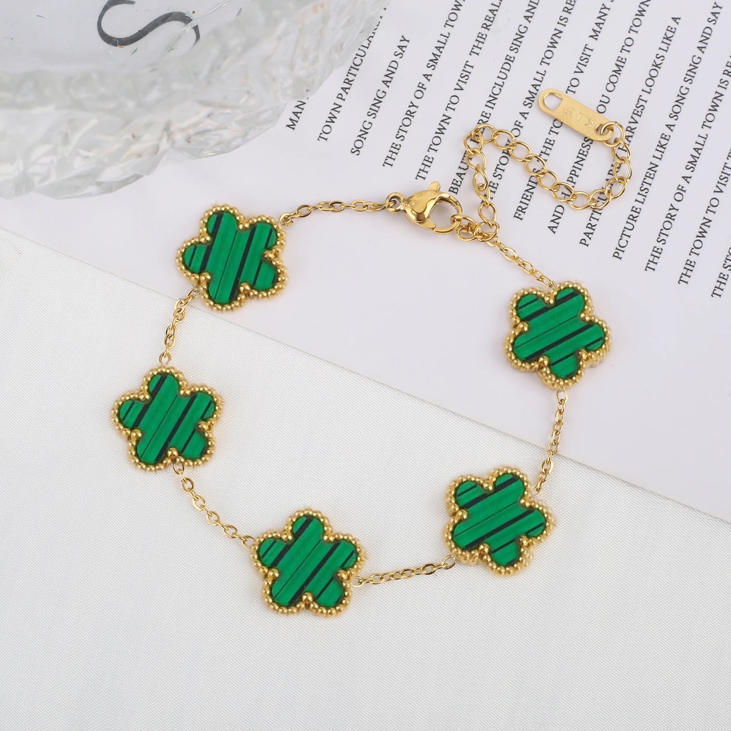 Pulsera clásica de acero inoxidable para mujer, brazalete ajustable de cinco flores, joyerÃa de fiesta a la moda, regalos de trébol