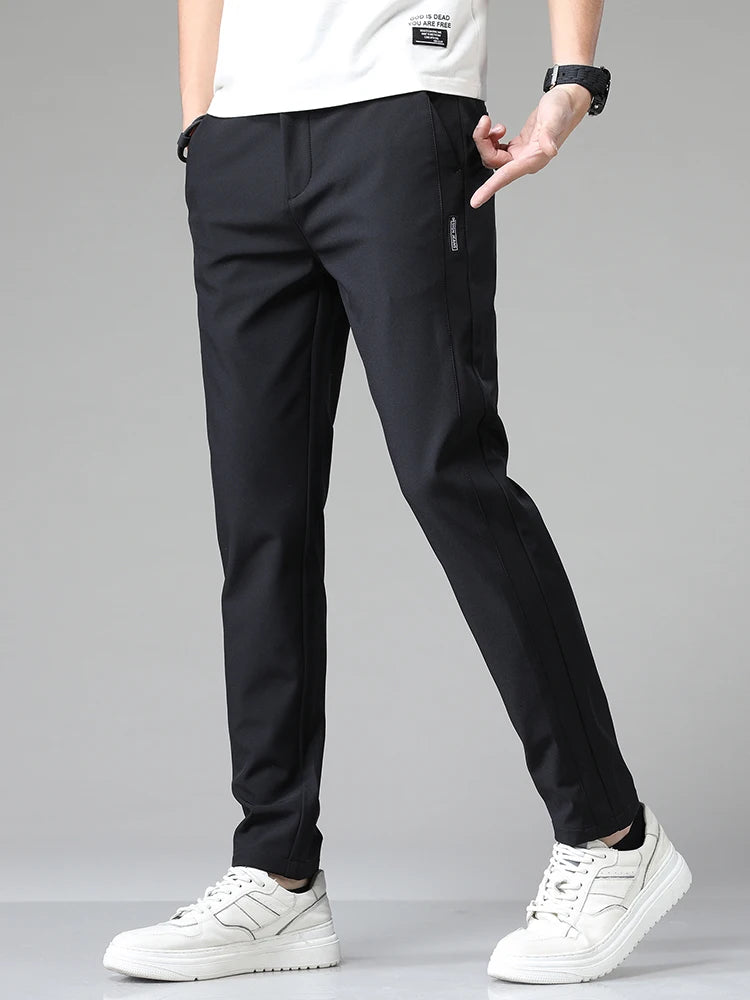 Pantalones informales rectos ajustados elásticos ultrafinos para hombre, pantalón deportivo de Golf transpirable de alta calidad, primavera y verano, 2024