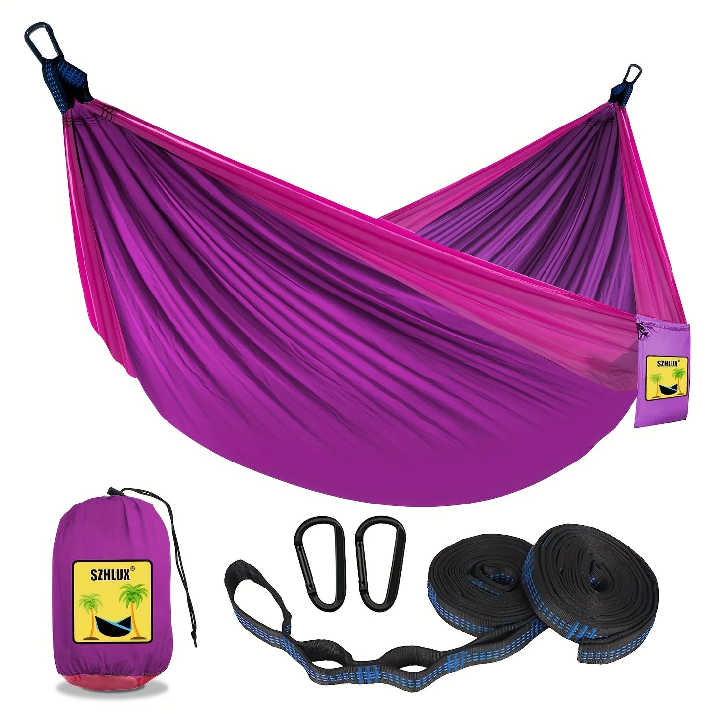 Hamaca para acampar al aire libre de 270cm, tela de paracaídas de nailon, cama colgante portátil para una sola persona, hamaca para acampar, senderismo y jardín