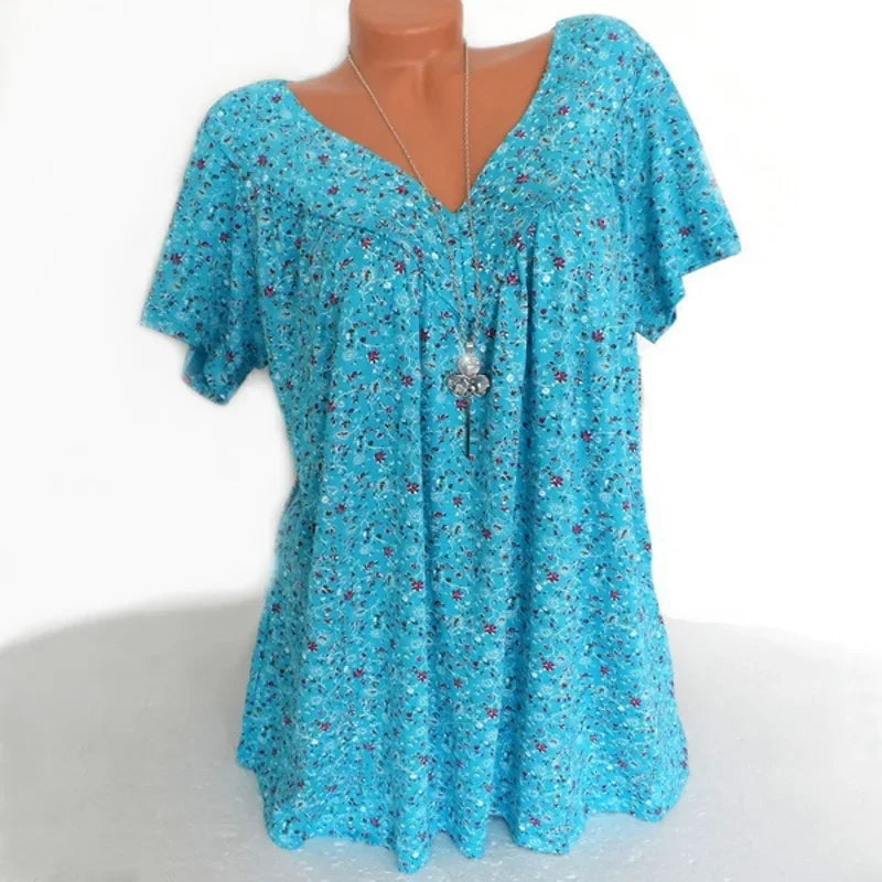 Camiseta holgada sin mangas para mujer, ropa de dormir de casa con cuello en V, Tops con estampado Floral, camisetas informales sexys a la moda para mujer