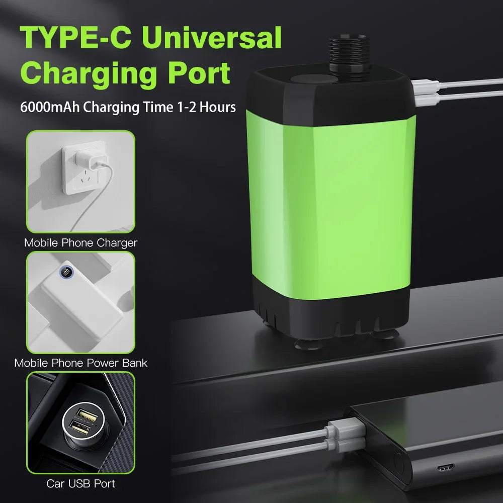 Bomba de ducha para acampar, Kit de ducha para exteriores RV, ducha de campamento con pantalla completa, pantalla Digital inteligente, Kit de ducha ajustable de 6000mAh