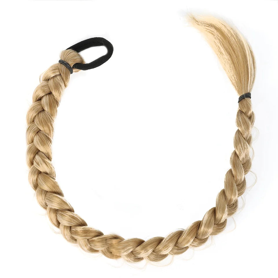 Extensiones de cabello de cola de caballo trenzadas de largo sintético de 24 pulgadas para mujer, accesorios para el cabello de fibra de alta temperatura