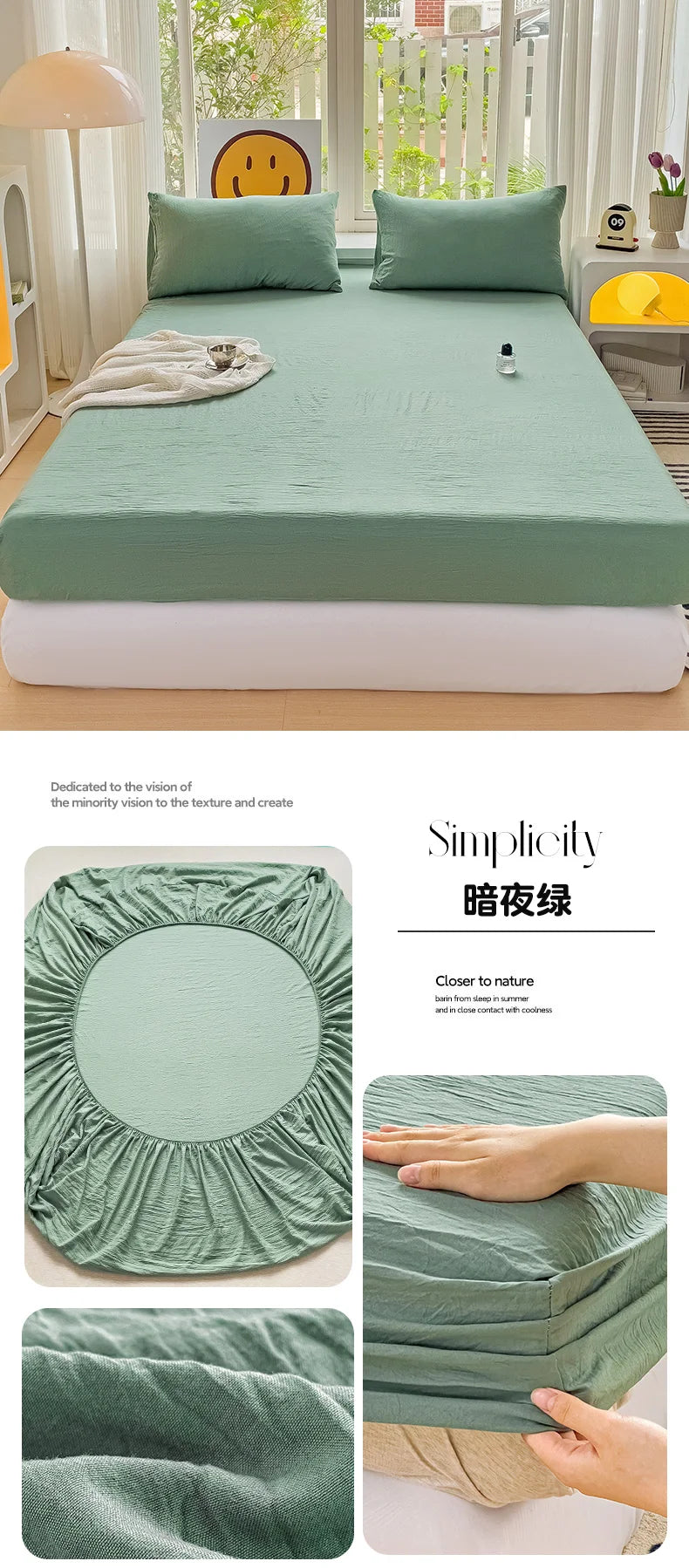 Sábana bajera de algodón lavada con bandas elásticas, funda de colchón ajustable antideslizante para cama doble King Queen 90x200 150x200 180