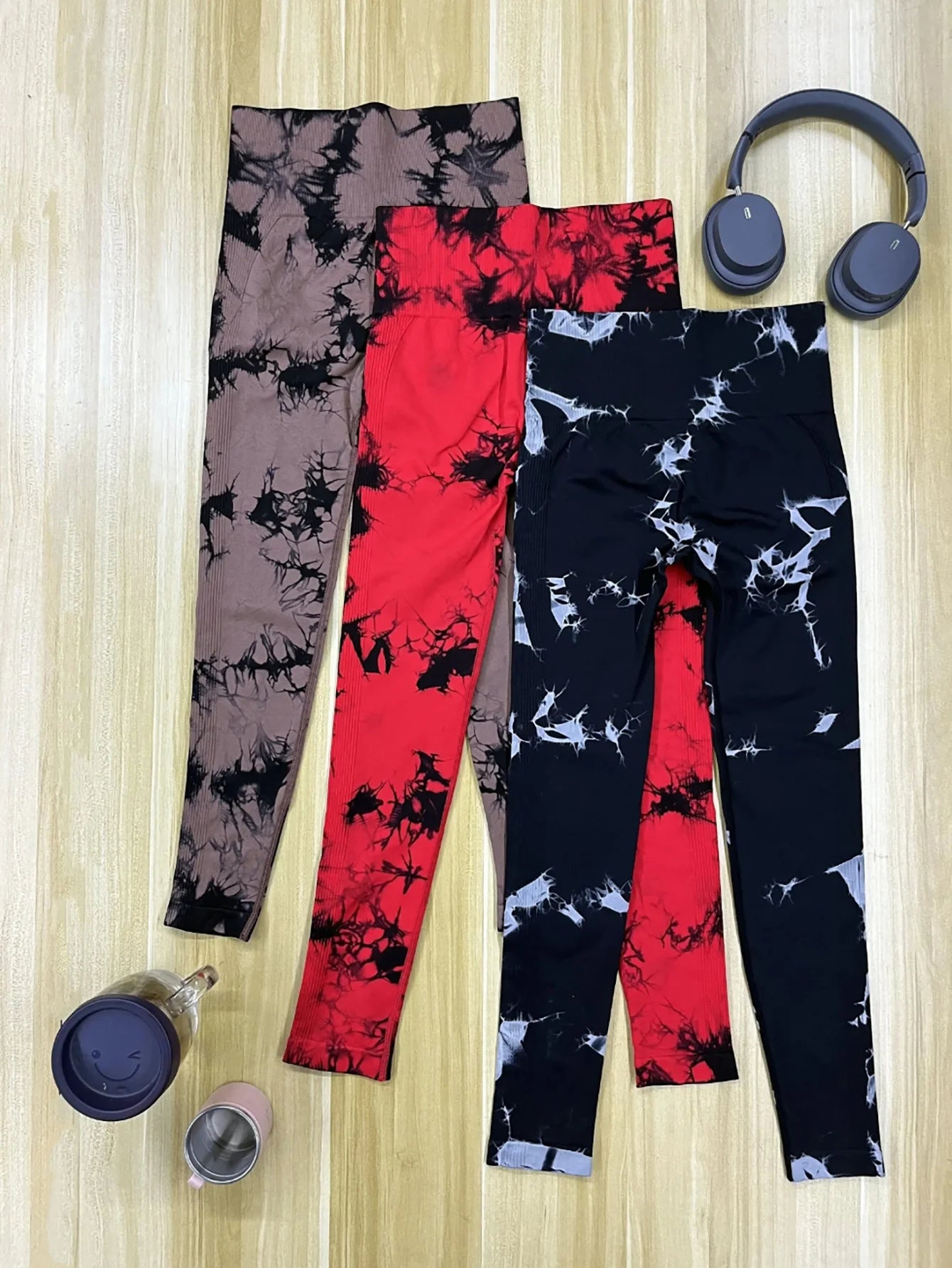 Leggings sin costuras Tie Dye para mujer, pantalones de Yoga de cintura alta, mallas elásticas de levantamiento de glúteos, mallas deportivas de cintura ancha
