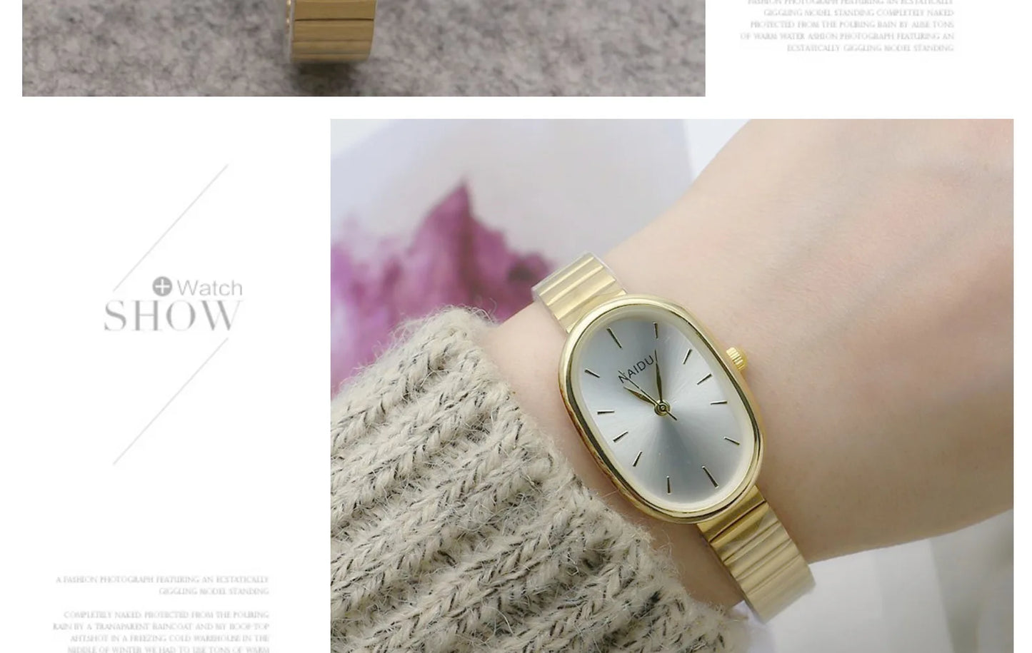 Reloj de cuarzo ovalado con esfera pequeña para mujer, correa de bambú de acero inoxidable, reloj de pulsera de regalo de lujo a la moda para estudiantes y niñas, envío directo
