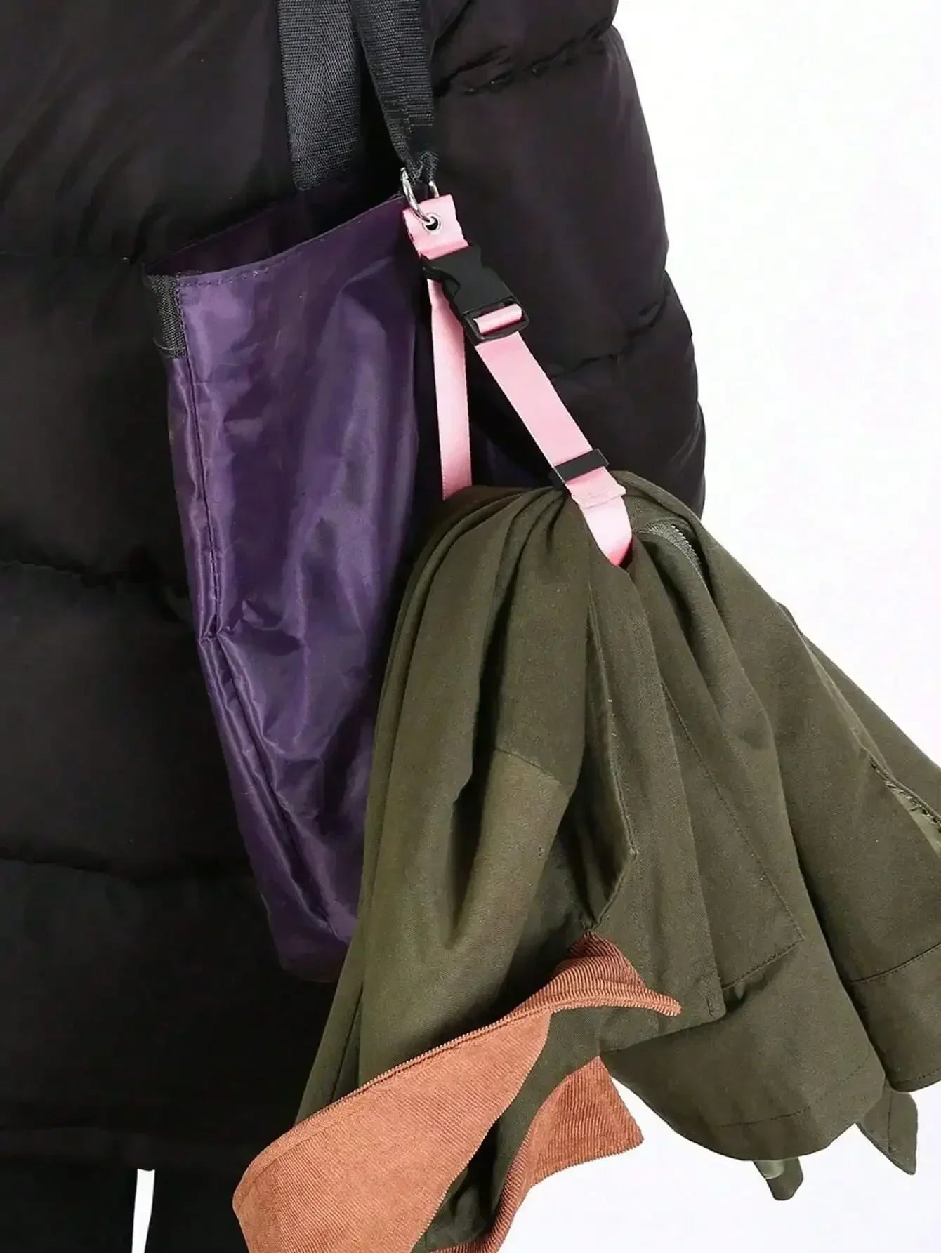 Soporte de correa de equipaje antirrobo de nailon negro portátil, pinza para agregar bolsa, Clip para bolso, uso para llevar multiherramienta, herramienta para acampar y hacer senderismo
