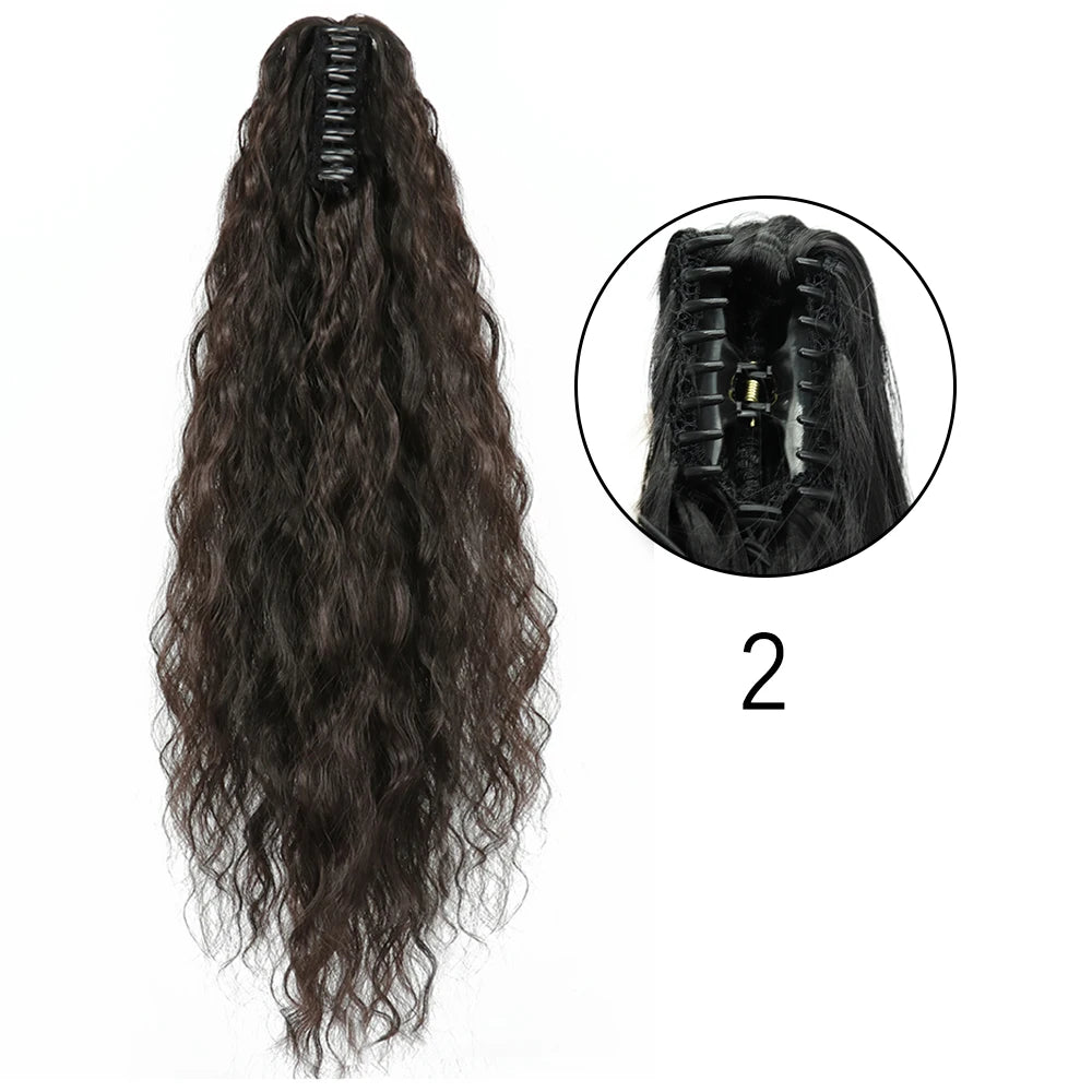 Extensiones de cabello de cola de caballo con Clip de garra larga y recta sintética, pieza de cabello de cola de caballo resistente al calor de 24 pulgadas para mujer, fiesta diaria