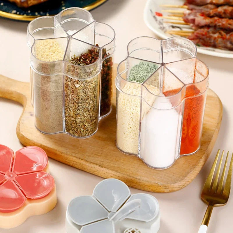 Tarro de condimentos para acampar con tapas, compartimento transparente para especias para cocinar al aire libre, barbacoa, salero y pimienta, Camping al aire libre