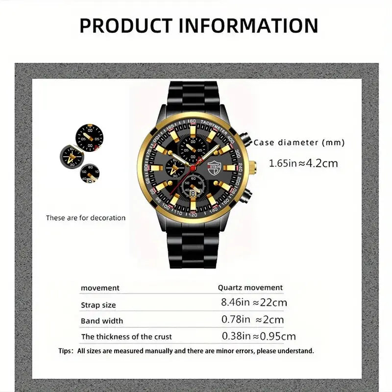 Reloj de cuarzo con banda de acero Digital con aguja dorada para hombre, informal, de lujo, con calendario, diseñado para hombres exitosos, clásico