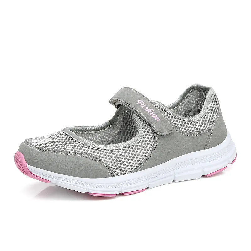 Zapatos vulcanizados transpirables para mujer, zapatillas de deporte de malla transpirable a la moda, zapatos de trabajo informales para caminar, color blanco