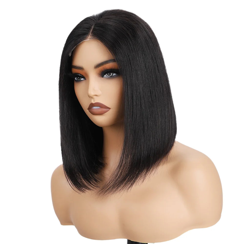Wear and Go peluca sin pegamento Bob cabello humano liso corto Bob peluca cabello humano pelucas sin pegamento para principiantes peluca con cierre de encaje para mujeres