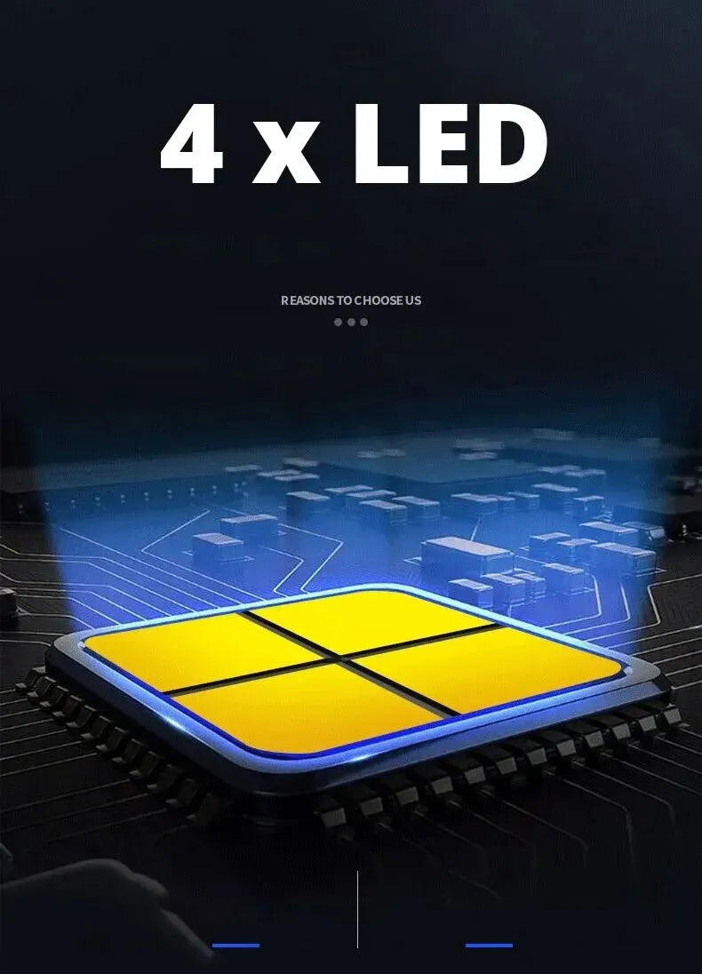 Linterna LED de luz fuerte para acampar, 4 lámparas y luces laterales COB, linterna de mano portátil recargable por USB para exteriores