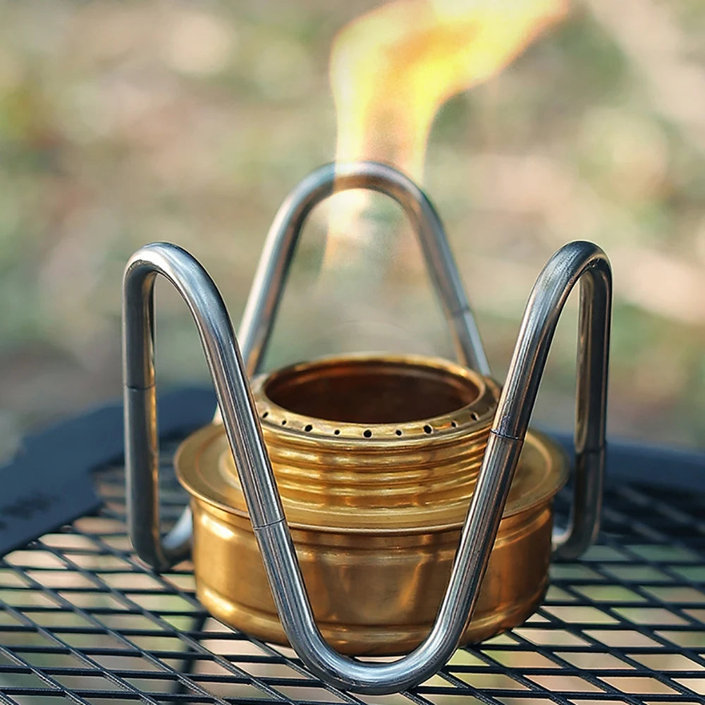 Soporte para estufa de Alcohol para acampar al aire libre, soporte desmontable de acero inoxidable, accesorios creativos portátiles para acampar, senderismo y acampada