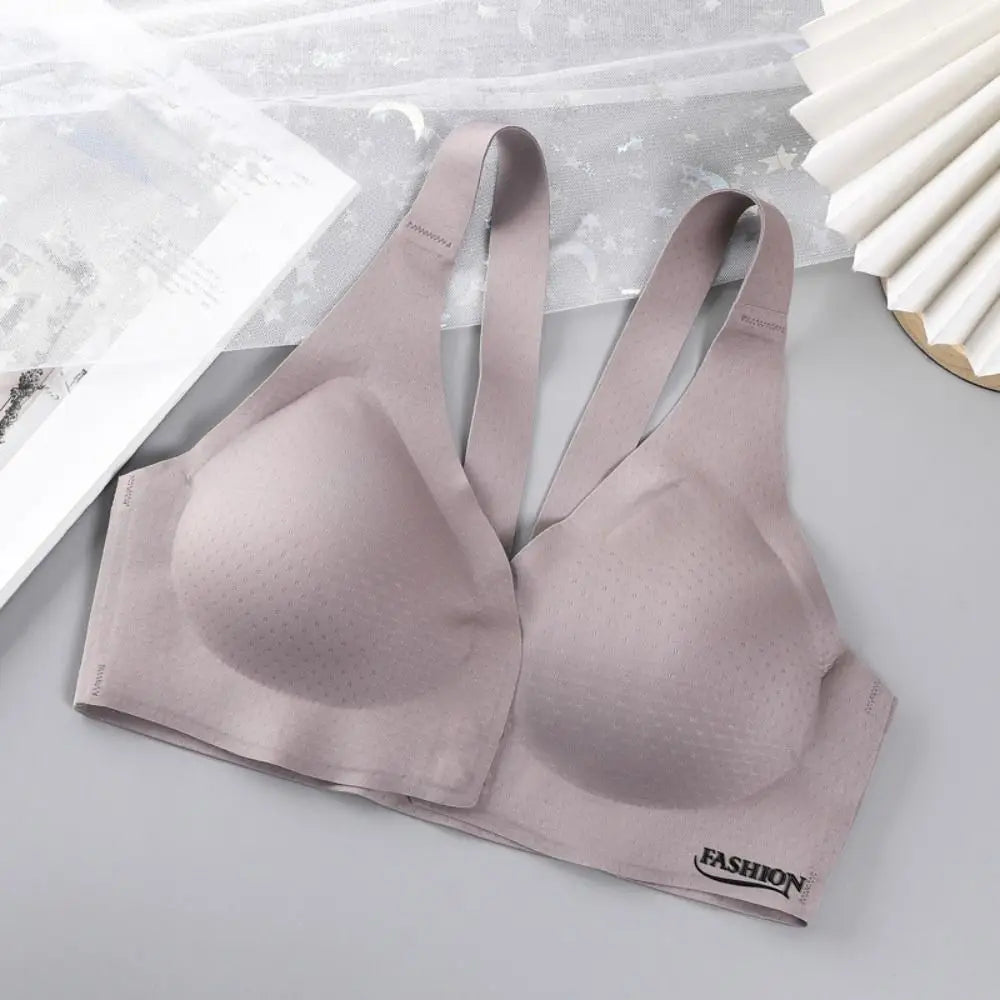 Sujetador inalámbrico con hebilla frontal en V profundo, sujetador antiflacidez a prueba de golpes para mujer, lencería de Copa grande, sujetadores sin costuras para niñas y mujeres