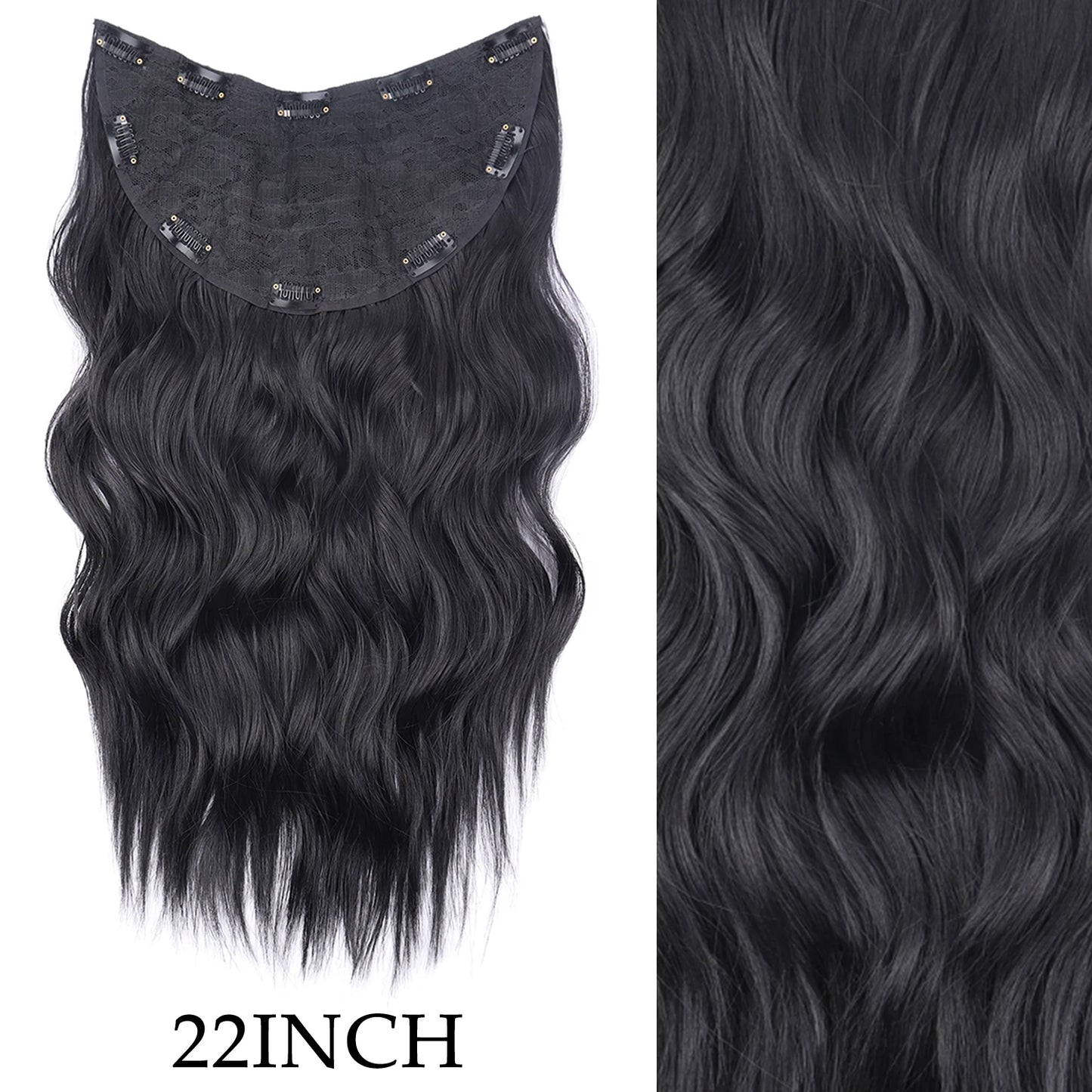 7 unids/set 16 Clips extensión de cabello negro largo liso pelo Natural Ombre peluca fibra resistente al calor para peinado de mujer