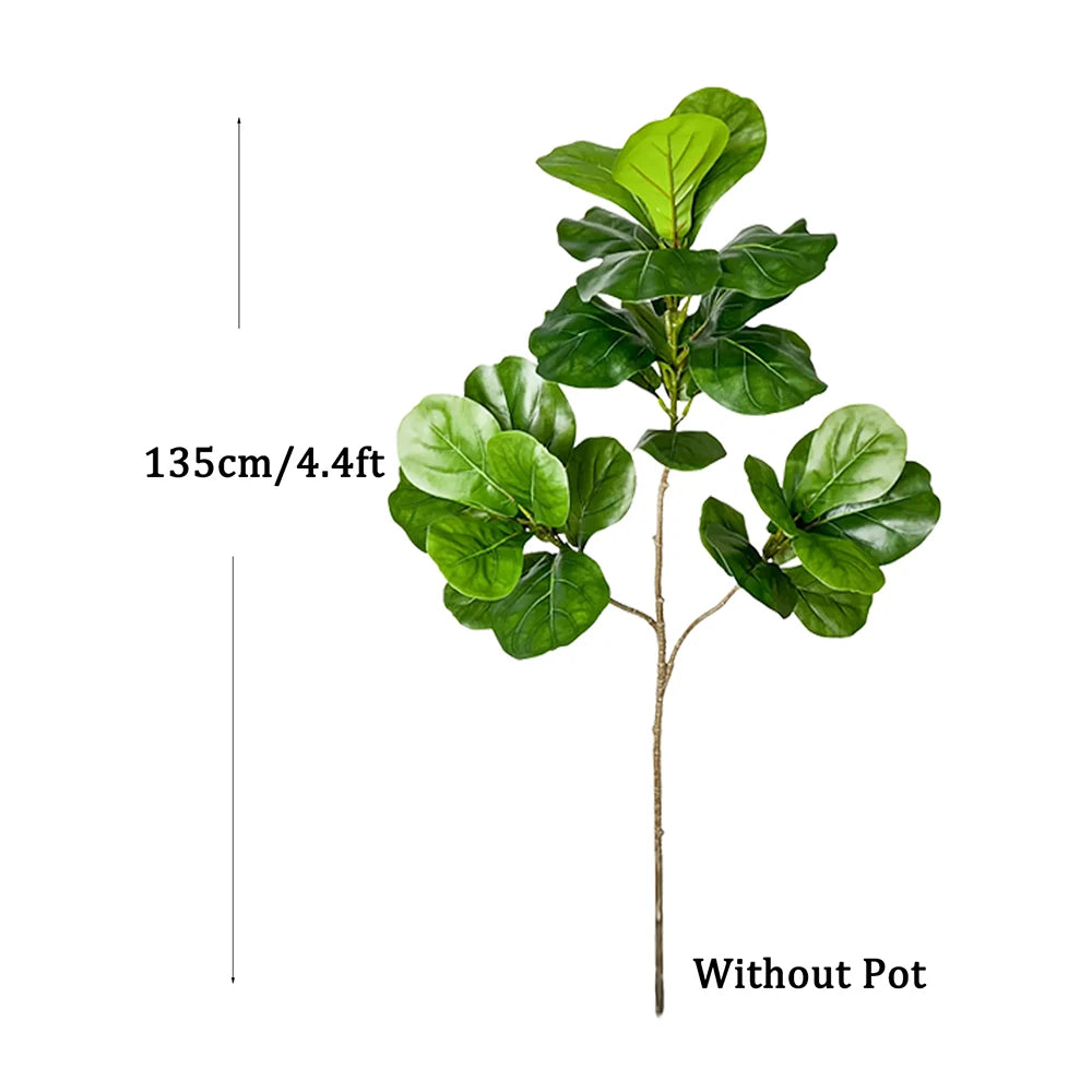 ÃÂrbol Ficus Artificial grande de 70-135cm, rama de plantas de goma falsas, hojas de violÃÂn de plástico para decoración interior y exterior del jardÃÂn del hogar