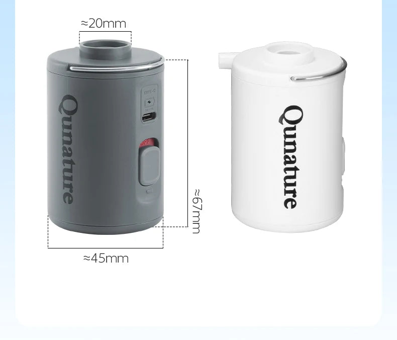 Qunature-inflador de bomba de aire eléctrica, Mini inflador de aire portátil, carga tipo C, balsa de piscina, bombas de cama de aire para acampar