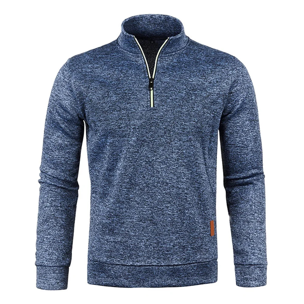 Jersey para hombre, sudaderas más gruesas, jersey con media cremallera para hombre, sudadera con capucha para hombre, suéteres de cuello alto de Color sólido de otoño