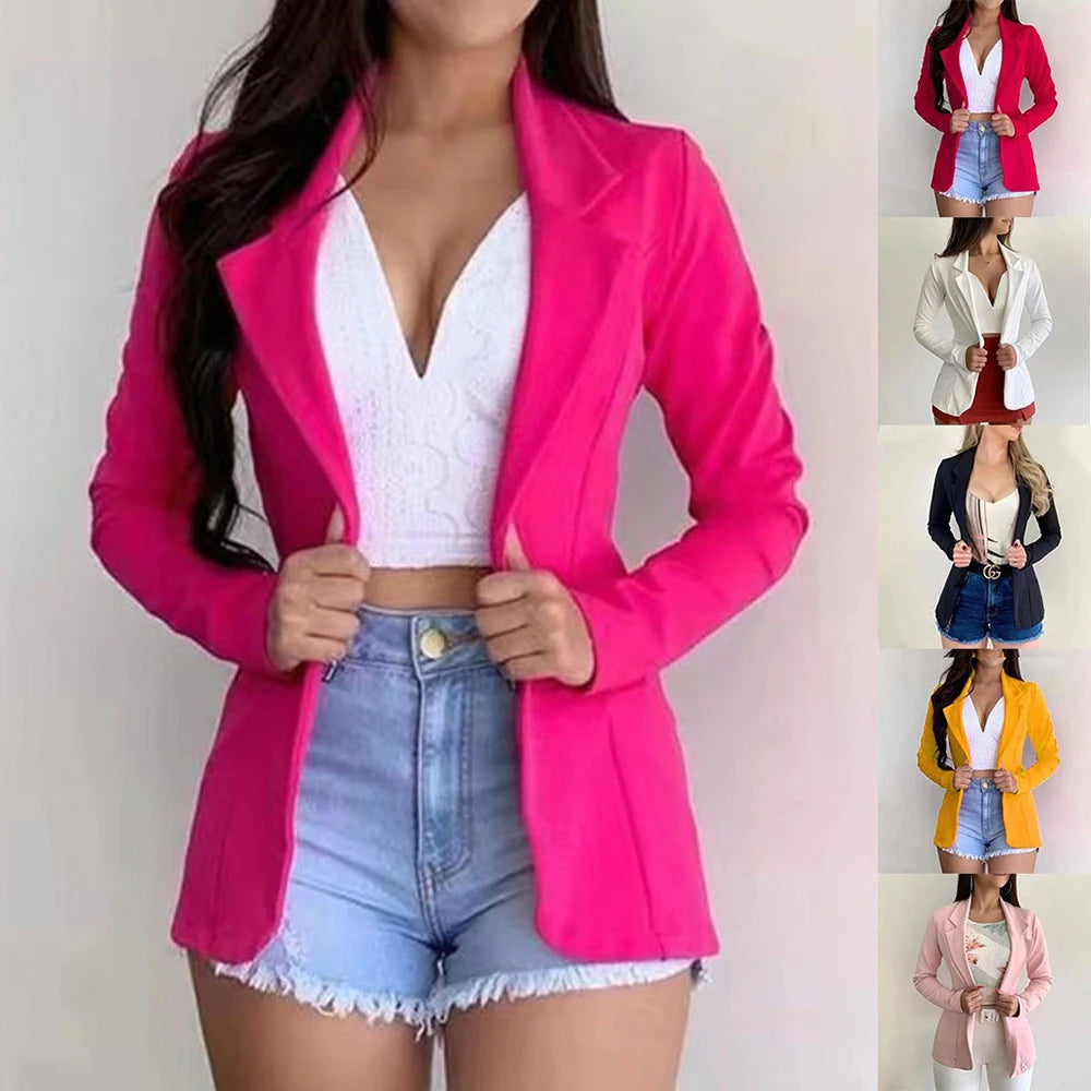 Abrigo deportivo elegante para mujer, top informal deportivo de oficina ajustado de manga larga