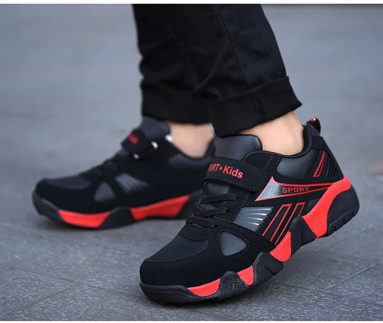 Zapatos para niños, zapatillas deportivas escolares de cuero de moda para niños, tenis, informales, para caminar, correr, antideslizantes, talla 28-39