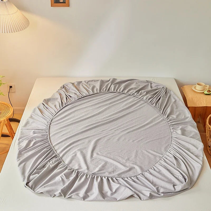 Sábana bajera de algodón 100% con banda elástica, Funda de colchón ajustable antideslizante de Color sólido para cama individual, doble, King y Queen