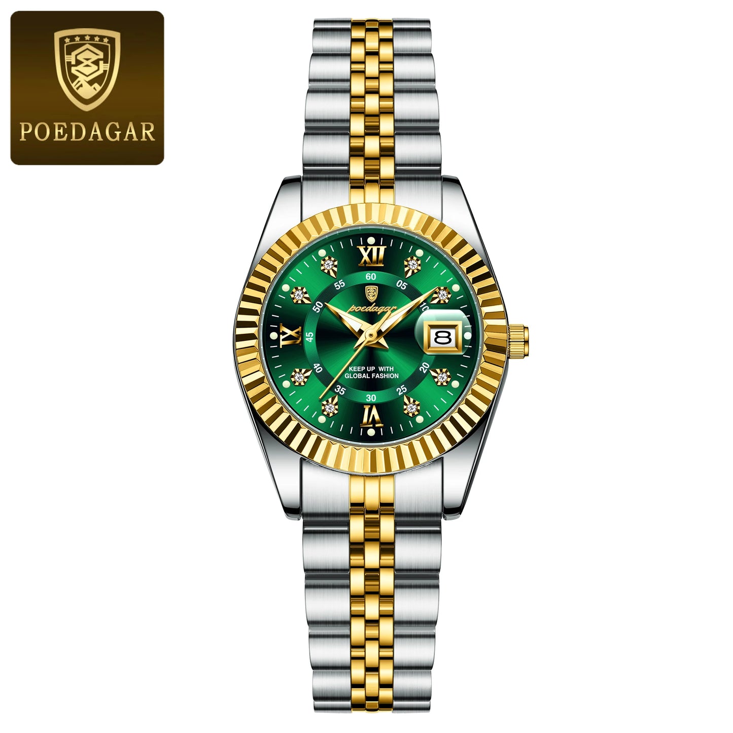 POEDAGAR, relojes de lujo para mujer, Reloj de pulsera resistente al agua con fecha luminosa para mujer, Reloj de cuarzo elegante de acero inoxidable para mujer, Reloj