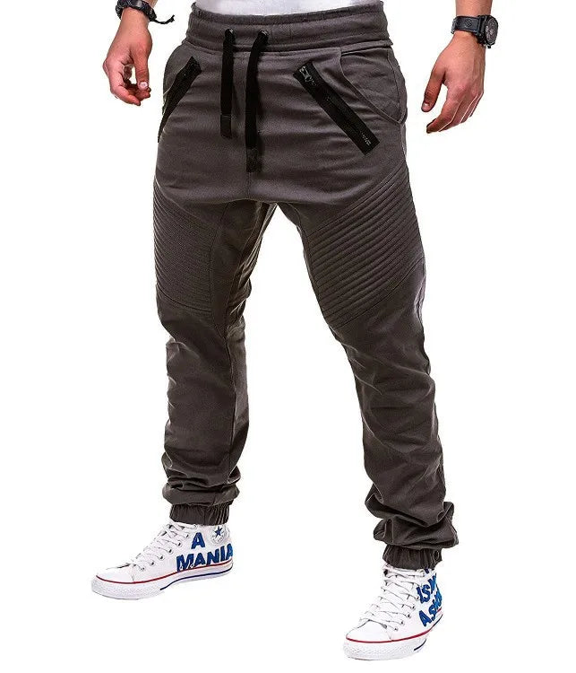 Pantalones largos de tubo con bolsillo para hombre, pantalones bombachos a rayas informales ajustados con cordón y cintura elástica baja para verano, BSD-8812