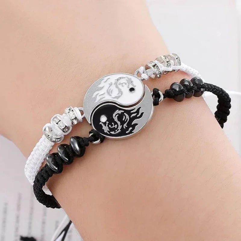 2025 figura de dragón de moda pulsera Yin Yang pareja pulseras ajustables novio novia joyerÃa de amistad del DÃa de San ValentÃn