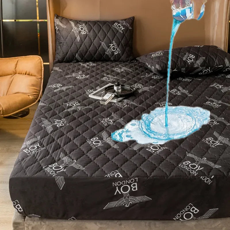 Sábana ajustable 100% impermeable, Protector de funda de colchón acolchado de algodón con Clip de clase A y banda elástica, decoración tamaño Queen y King