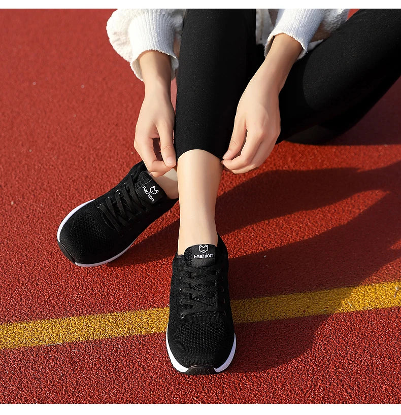 2024 zapatos deportivos para mujer, zapatillas de plataforma a la moda, zapatos planos para correr para primavera e invierno para mujer