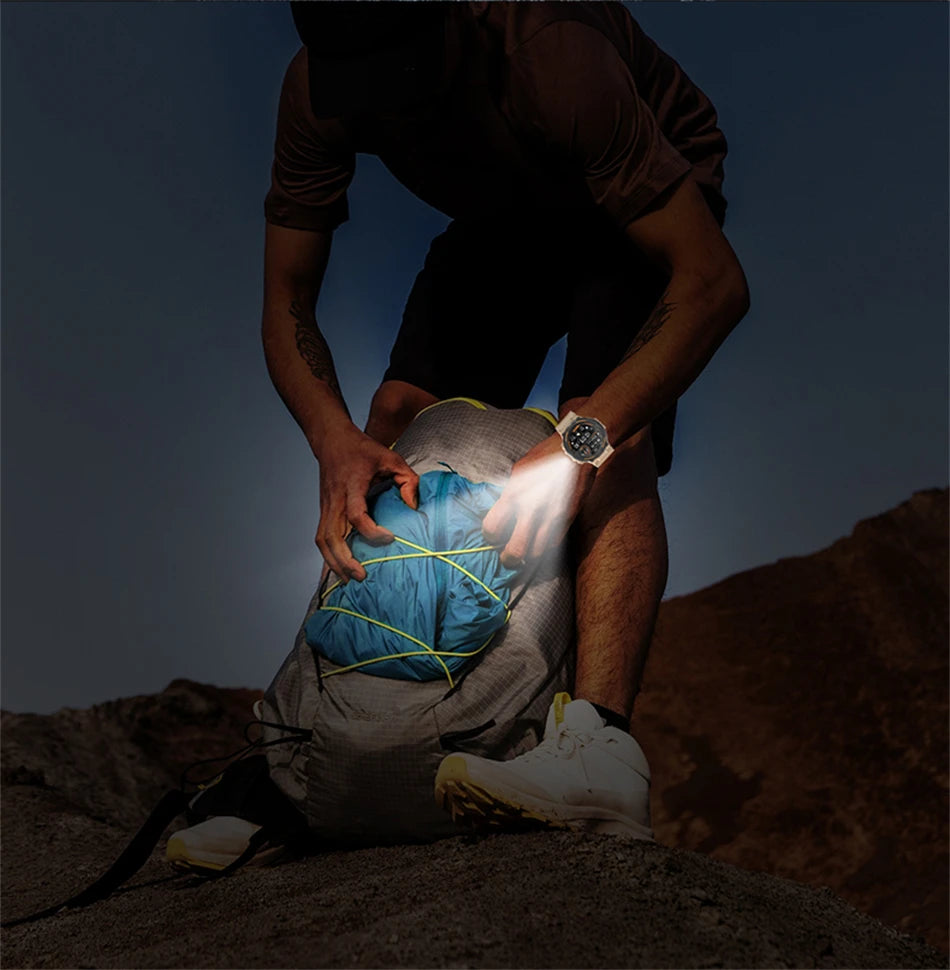 Reloj inteligente militar para hombre, dispositivo con pantalla HD de 360x360, linterna, control de la salud, resistente al agua, control del ritmo cardÃaco, llamadas BT, para Android e IOS