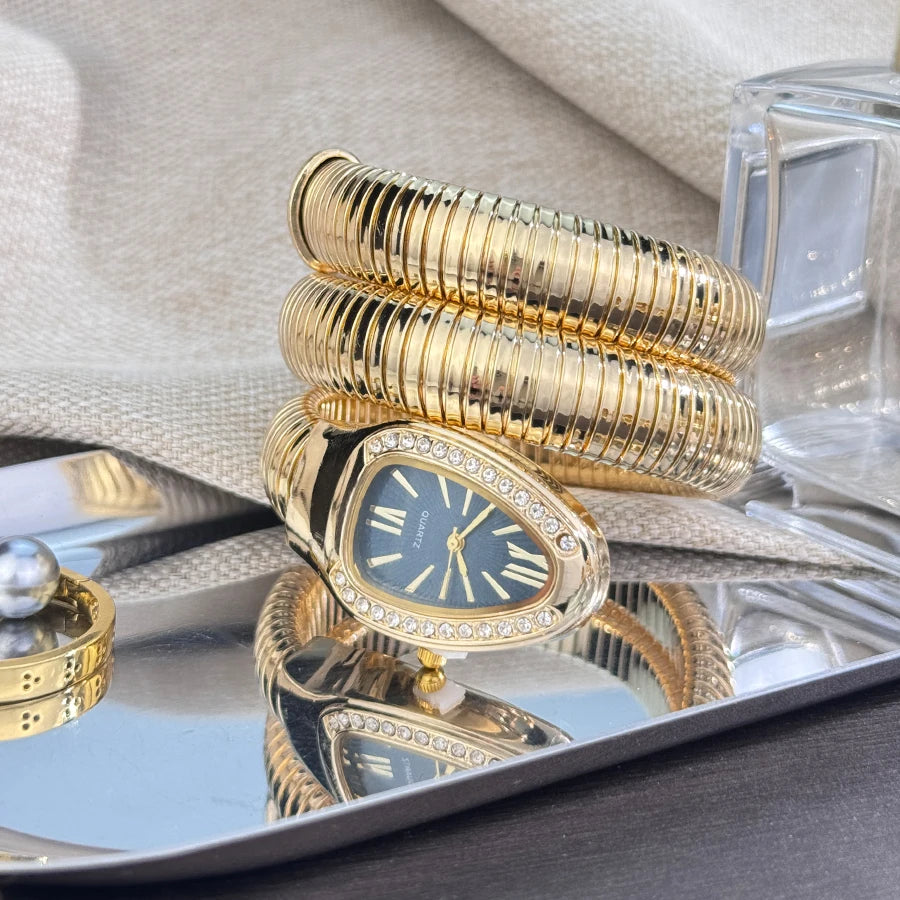 Reloj de aleación serpentina de alta calidad a la moda para mujer con caja de diamantes Reloj de pulsera de cuarzo de alta calidad estilo famoso