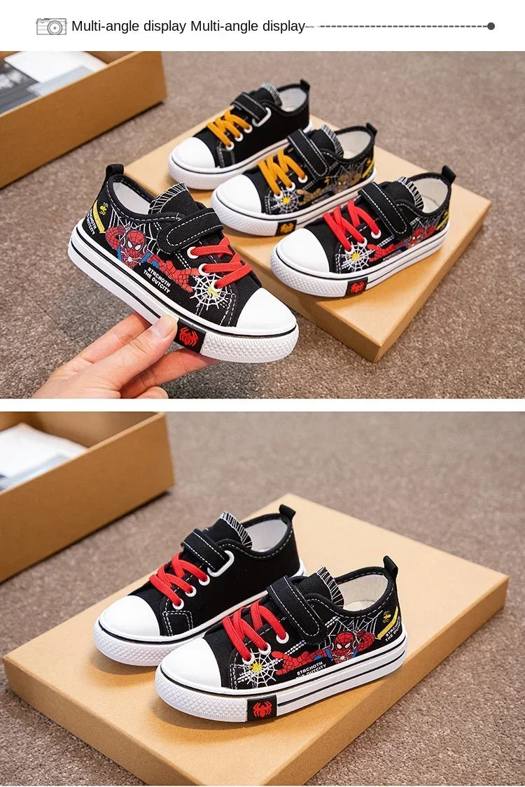 Zapatos de lona Disney para niños, zapatillas de deporte de Spiderman para niños, zapatos antideslizantes para estudiantes, zapatos deportivos de fondo suave para exteriores