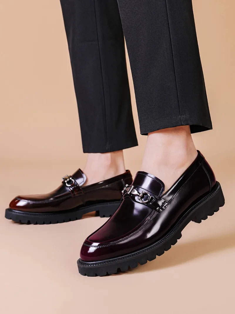 Zapatos de vestir de cuero para hombre, hebilla de calle de caballo, zapatos Oxford de alta calidad para hombre, zapatos formales para fiesta de boda y oficina, talla grande 38-48