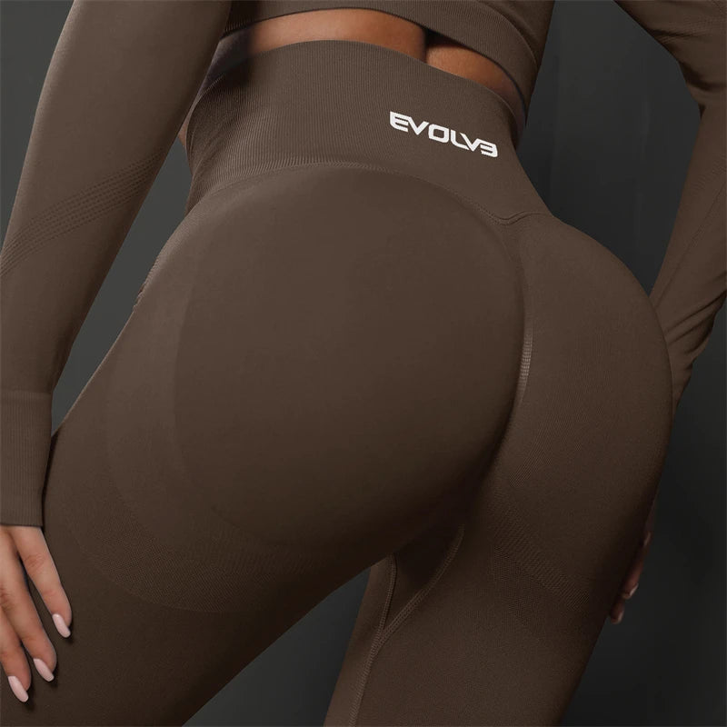 EVOLVE-mallas sin costuras para mujer, pantalones de Yoga de entrenamiento de cadera melocotón sin costuras, pantalones deportivos para correr, glúteos, Fitness corporal