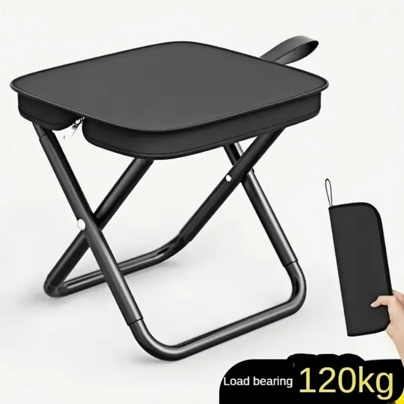 Taburete plegable portátil con cremalleras ajustables, estructura de metal duradera, silla de pesca con cremallera, silla para acampar al aire libre y senderismo