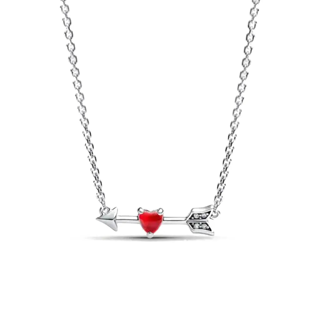 Nuevo original Plata de Ley 925 chapada brillante en forma de corazón collar pulsera mujer regalo de cumpleaños del Día de San Valentín joyería DIY