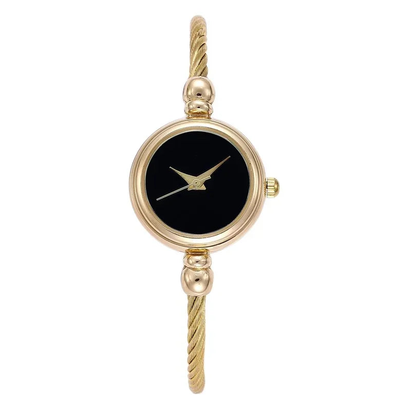 Relojes de pulsera pequeños simples para mujer, reloj de pulsera de cuarzo Retro de acero inoxidable para mujer, moda informal para mujer