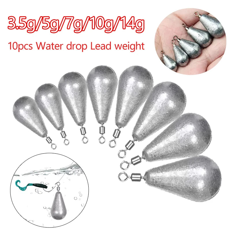 10 unids/lote, plomos de peso para pesca, 3,5g, 5g, 7g, 10g, 14g, cebo suave, accesorios para aparejos de pesca de lubina, conector de gancho de plomos de lÃnea
