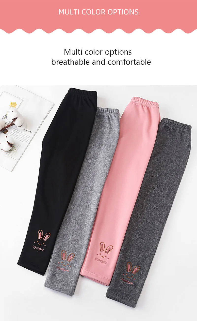 Leggings para niñas Otoño Invierno grueso cálido más lindo conejo Fond niños bebé parte inferior pantalones