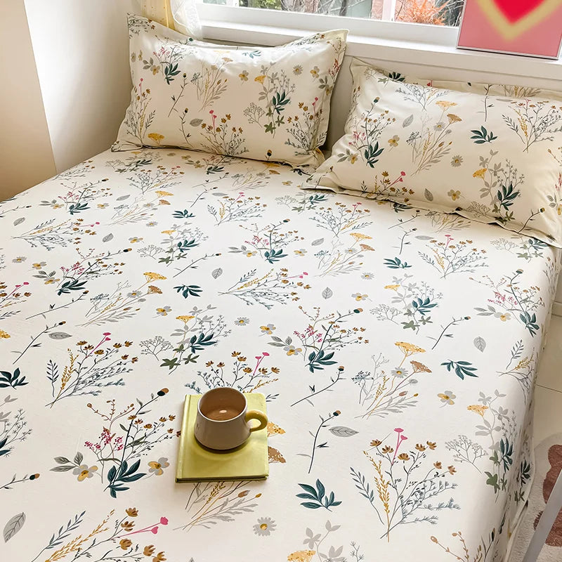 Sábana de algodón 100% con estampado de flores, sábanas dobles para niñas y niños, ropa de cama individual Queen King Size, 1 Uds.