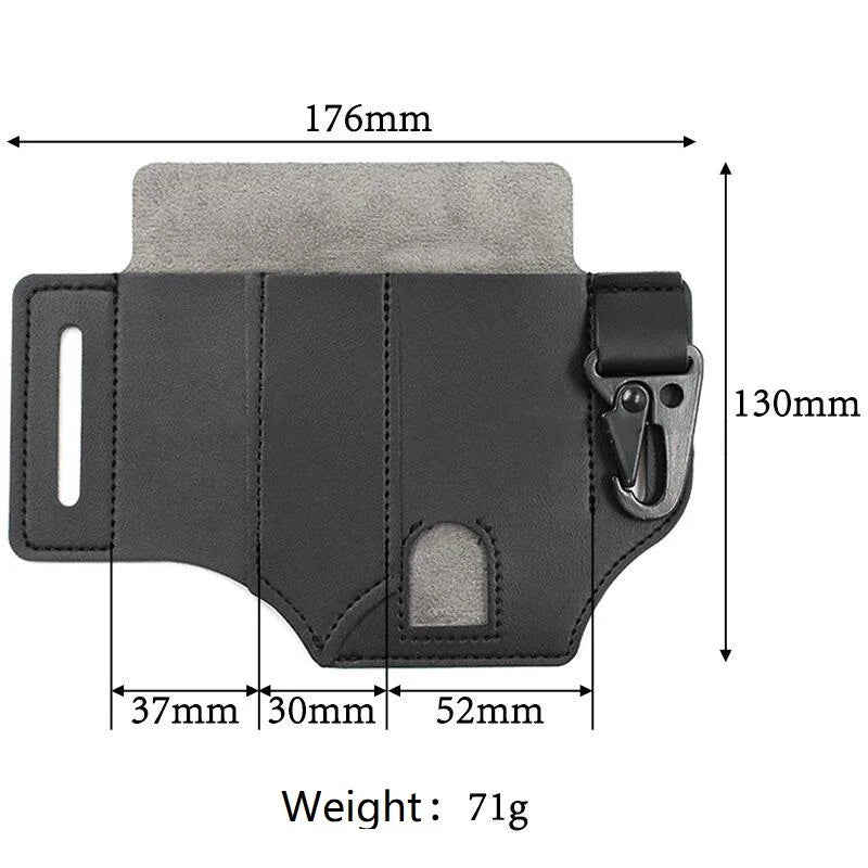 Bolsillo multifuncional para herramientas, Funda de cuero para linterna, resistente al desgaste, duradera, para deportes de acampada al aire libre